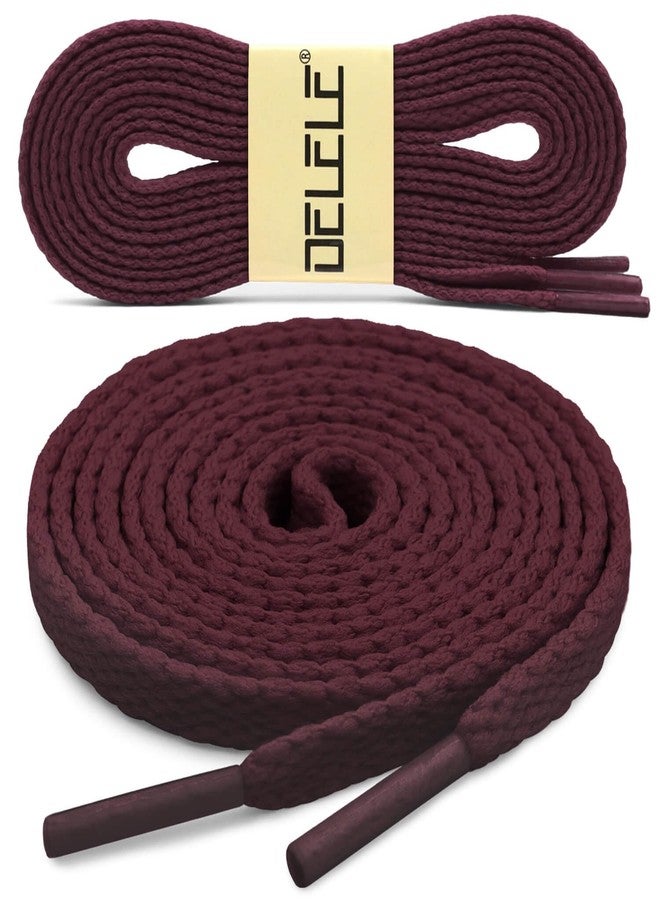 DELELE Flat Shoe Laces for Sneakers: 63 inch Dark Red 6/25 inch Narrow Athletic Shoelaces 2 Pair - Image 2